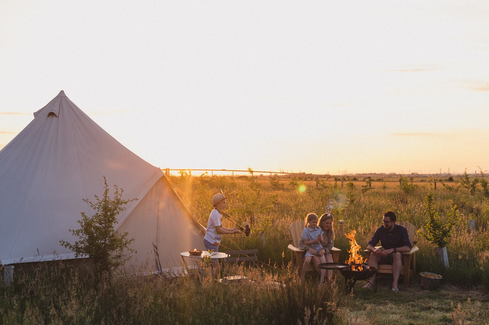 Elmley Bell Tents Firepit Glamping Kent