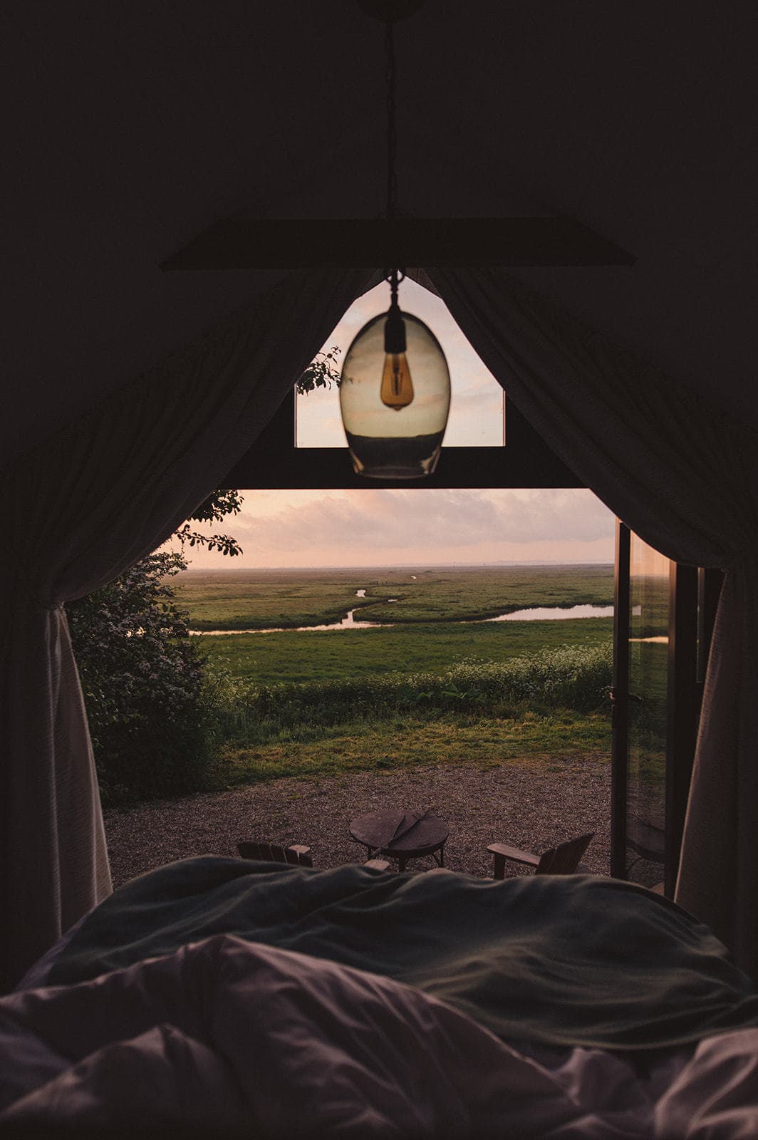 sunrise from shepherd's hut saltbox