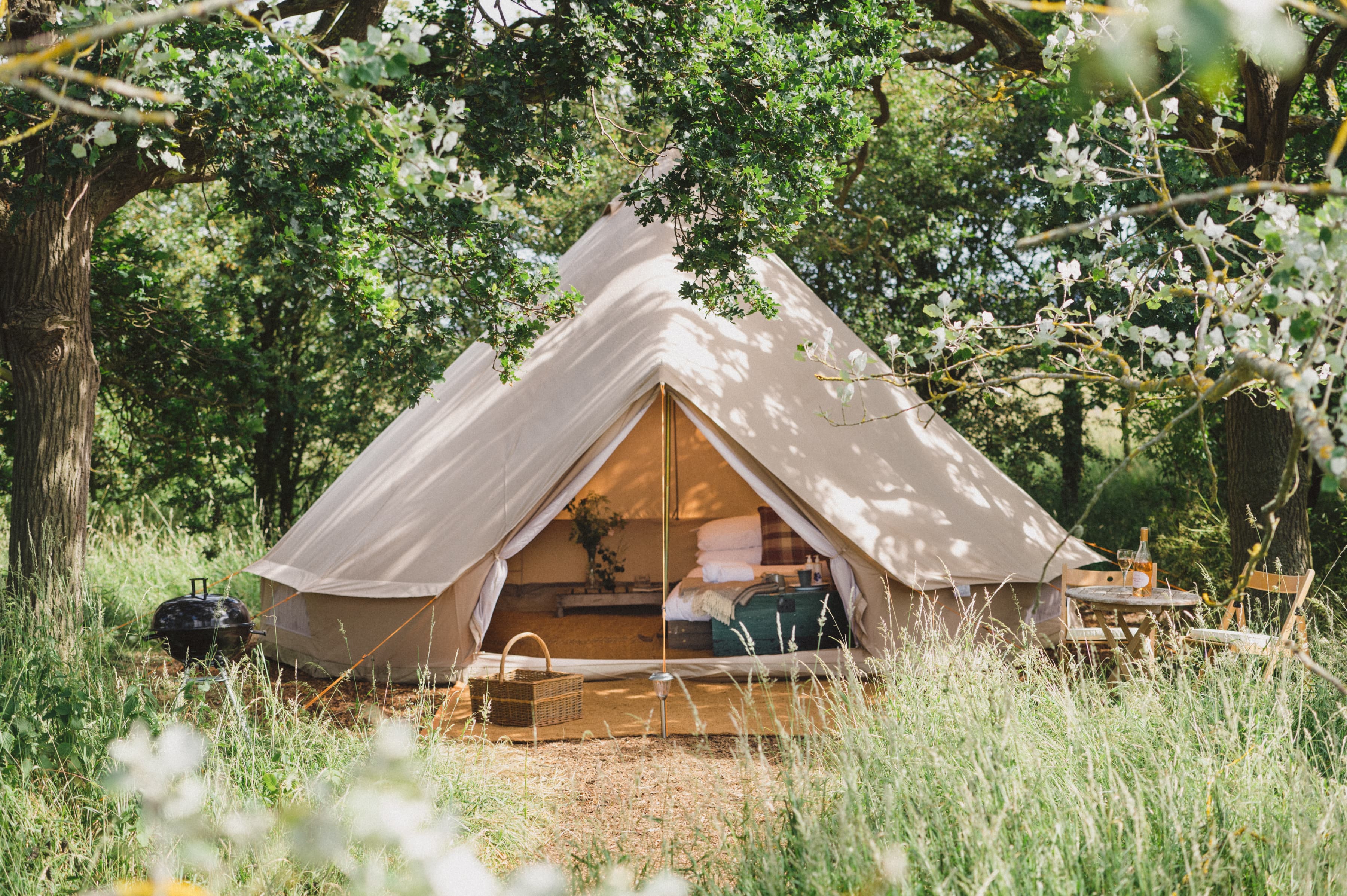 luxury Glamping Kent woodland bell tent