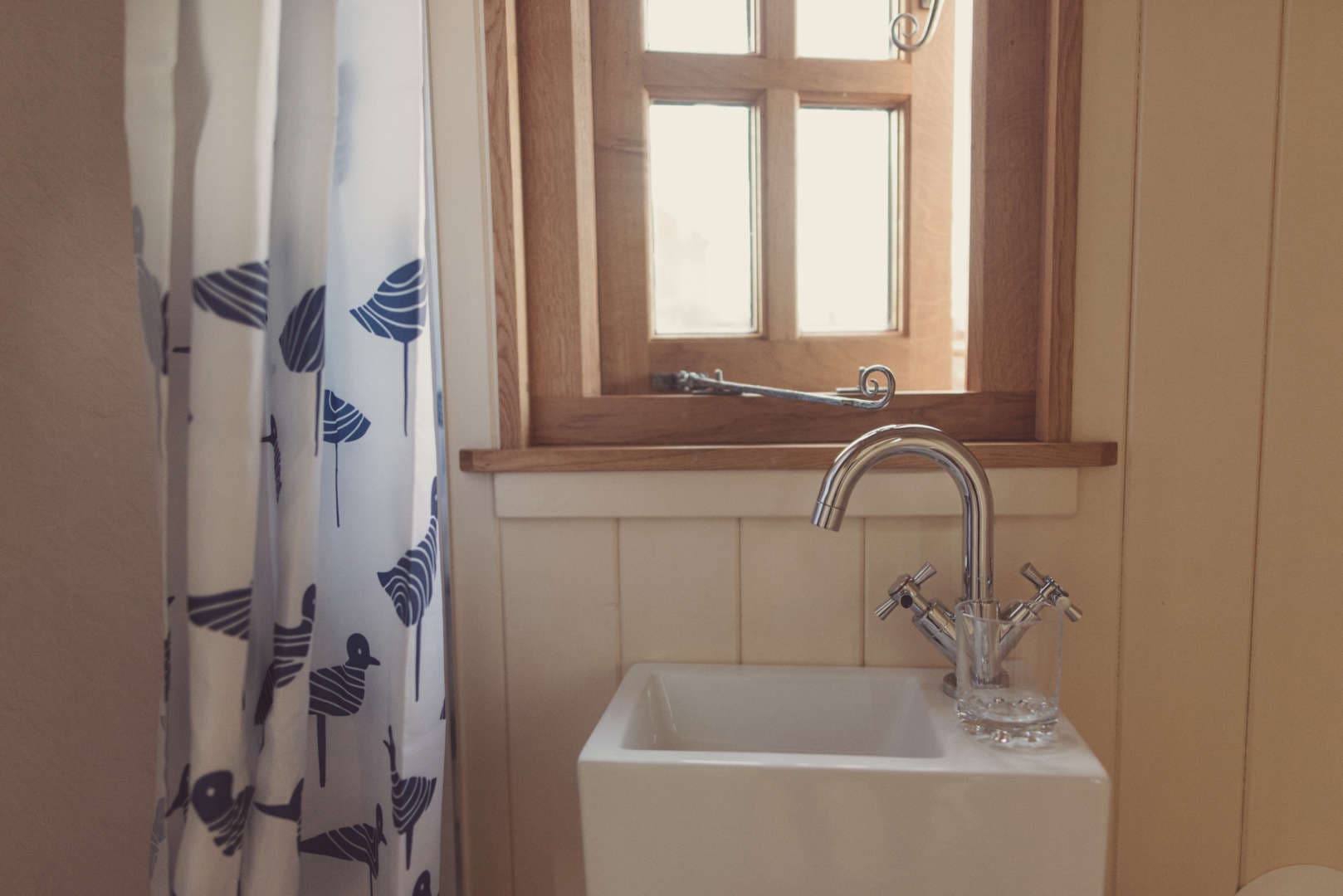 kitchen sink under open window