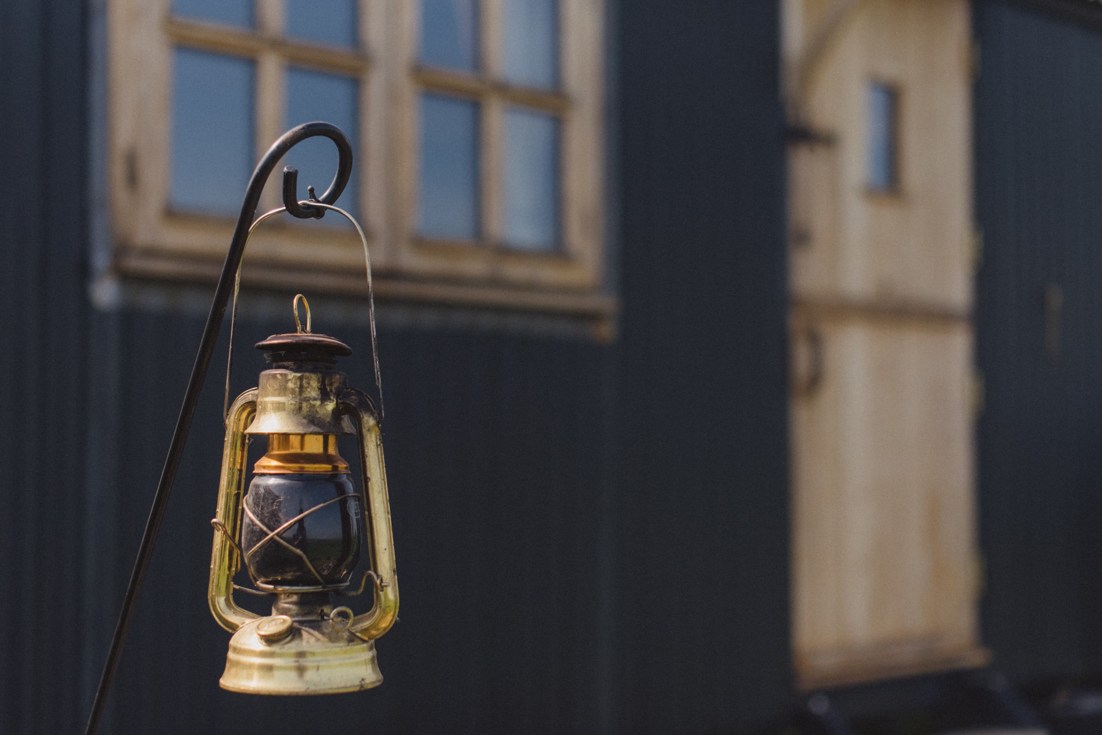 lantern outside hut