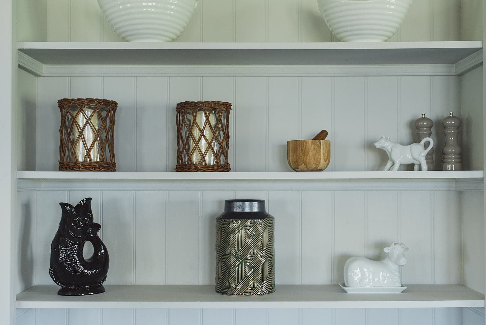 Interior shelf with trinkets