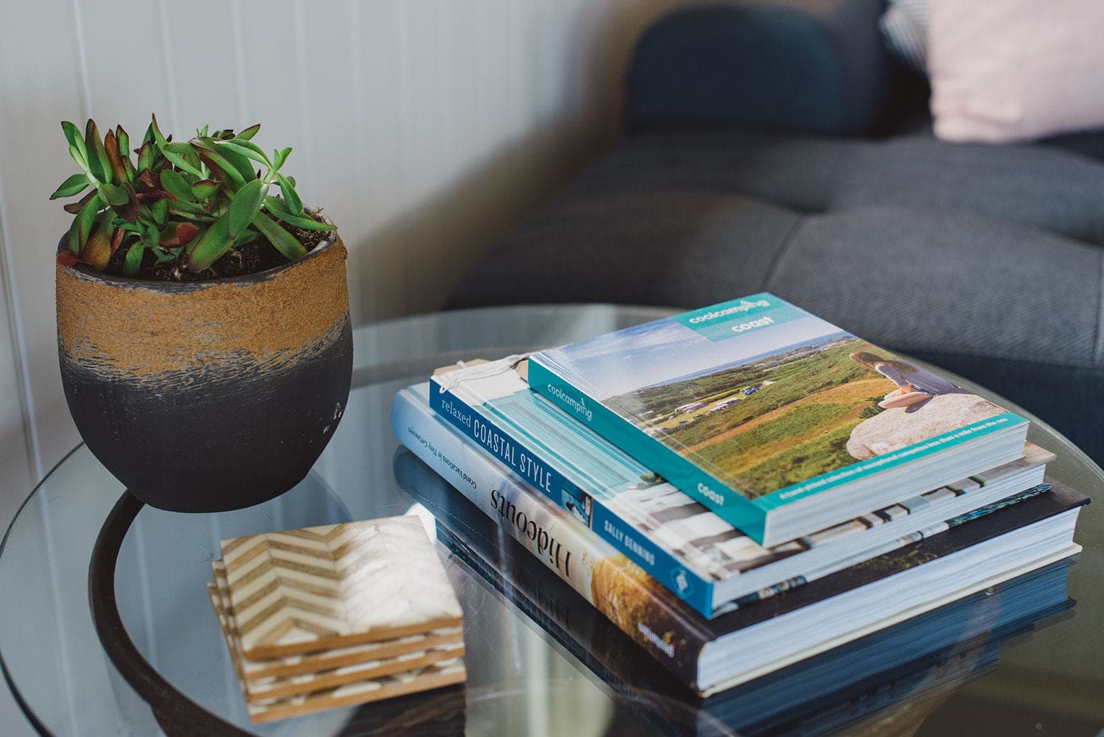 books on coffee table