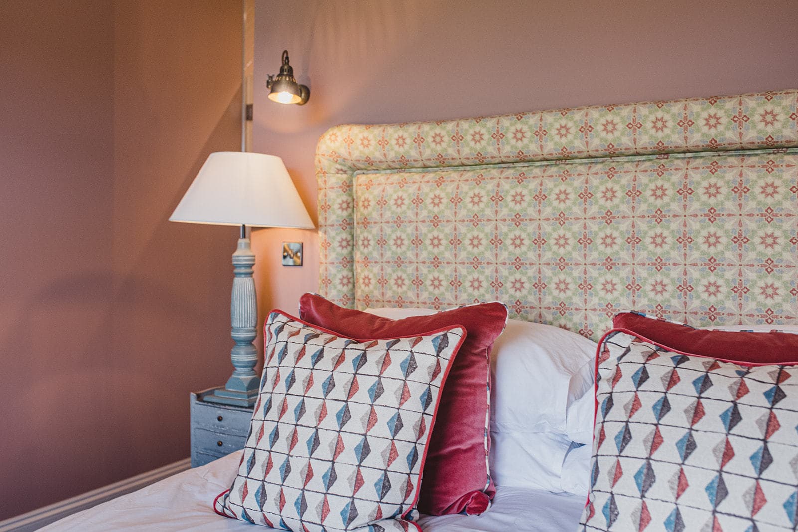 bed with side lamp