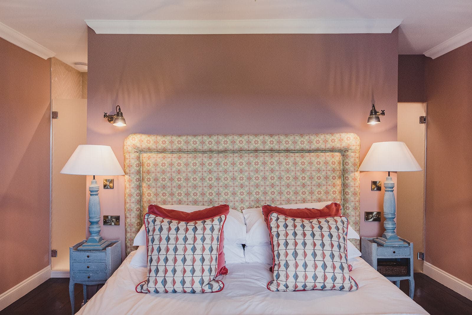 View of pink bedroom from window