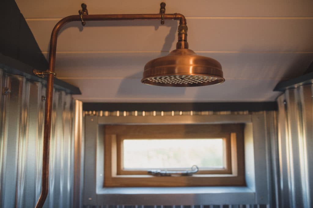 The Saltbox Shepherd Hut shower