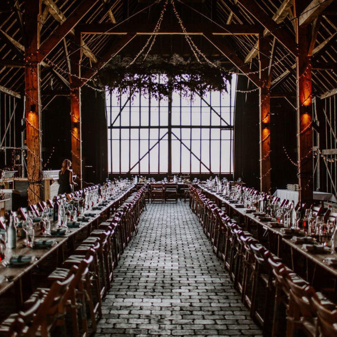 Wedding Feast set up in Kingshill Barn barn