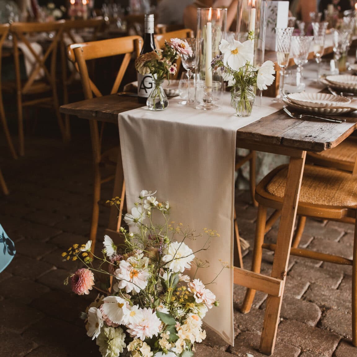 Table set up for wedding food and drinks